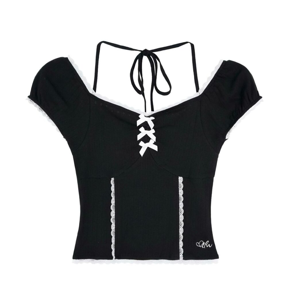 Senna Splicing Bow Lace Top