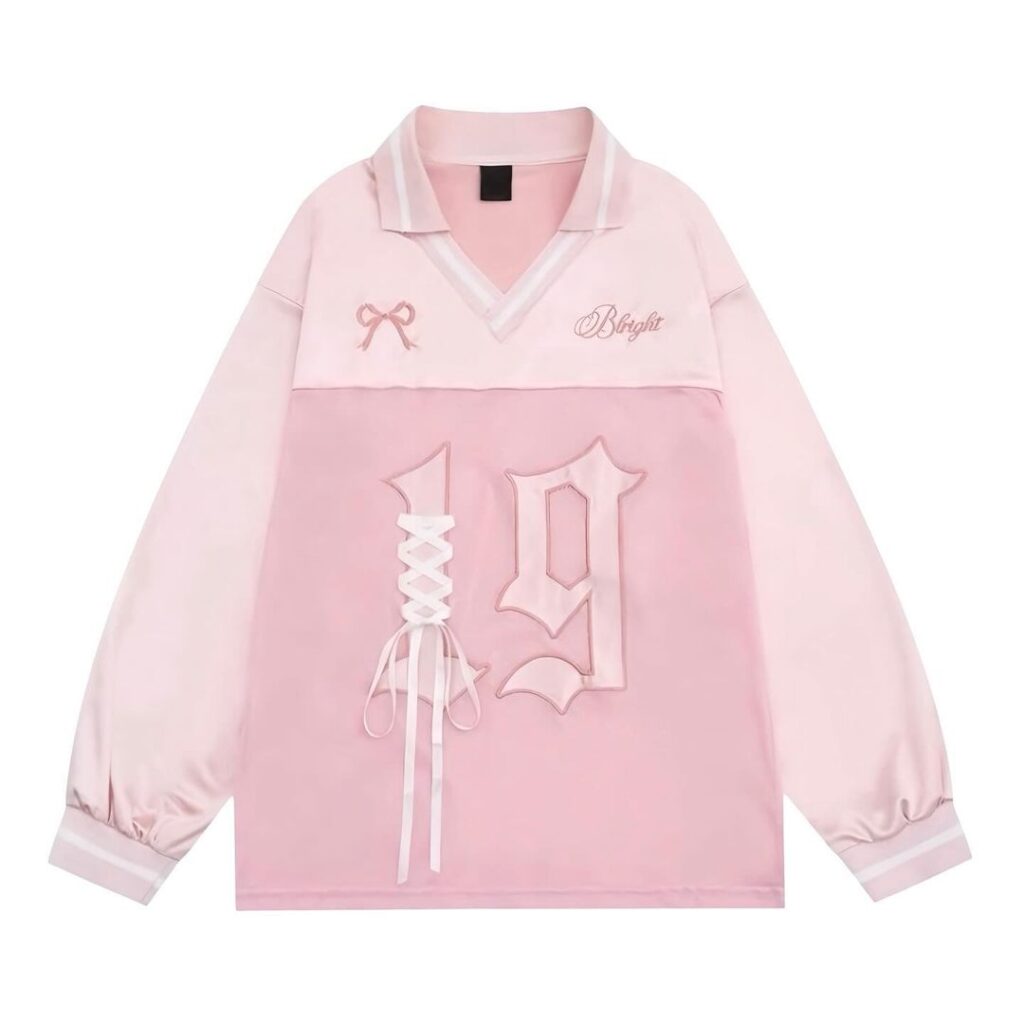 Jane Embroidery Lace-up Jersey