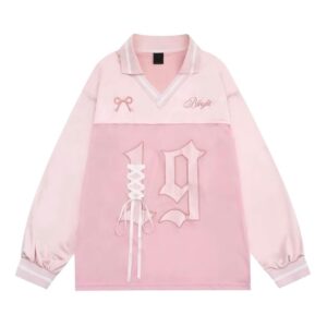 Jane Embroidery Lace-up Jersey